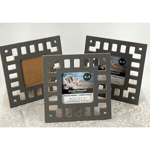 Special Moments 4x4 Gray & Natural Presswood Photo Frame Set Of 3 With Glass Pan